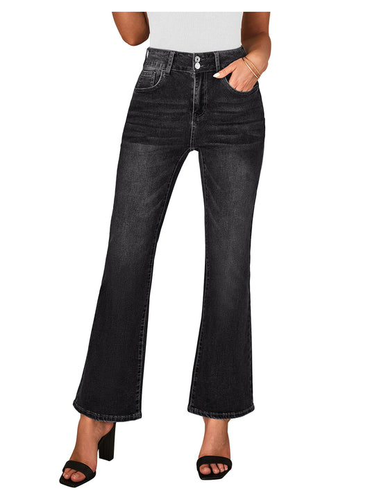 Heatique Women's High Waisted Wide Leg Denim Pants Stretchy Bell Bottom Flared Jeans