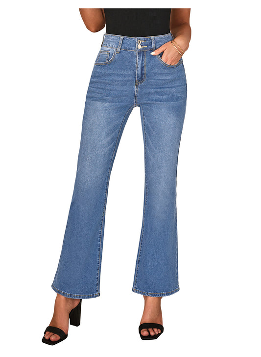 Heatique Women's High Waisted Wide Leg Denim Pants Stretchy Bell Bottom Flared Jeans