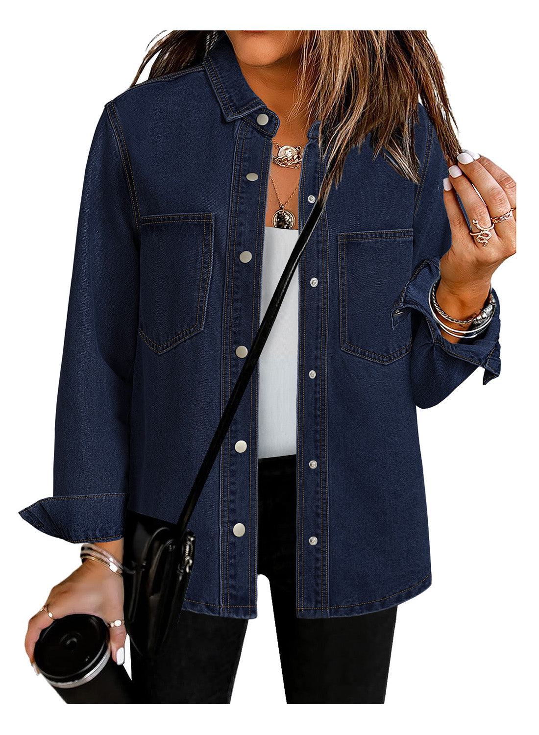 Heatique Classic Denim Jackets for Women Chic Western Long Sleeve Jacket with Pockets